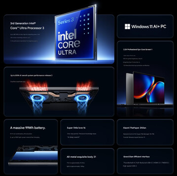 Especificações principais do Redmi Book Pro 16 2026 (tradução automática)