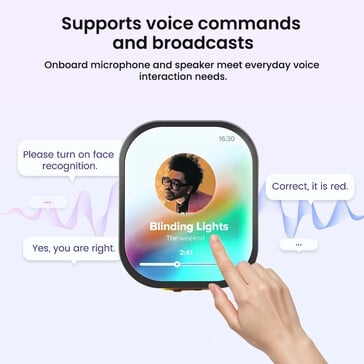 Um microfone e um alto-falante integrados oferecem recursos de áudio prontos para uso