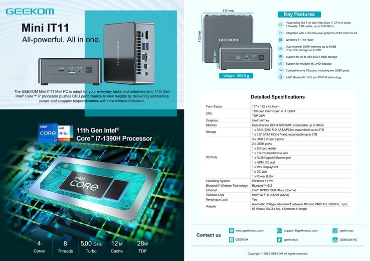 Geekom Mini IT11: Especificações