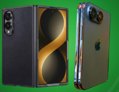 Capa vazada Galaxy Z Fold 8 Wide (esquerda) vs. modelo de design vazado do iPhone Ultra (direita).