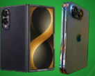 Capa vazada Galaxy Z Fold 8 Wide (esquerda) vs. modelo de design vazado do iPhone Ultra (direita).