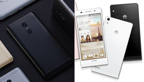 O Xiaomi Redmi Note 4 (à esquerda) e o Huawei Ascend P6 (à direita) provaram que você não precisa de vidro para ter uma sensação premium. (Fonte da imagem: Huawei / Mi - editado)