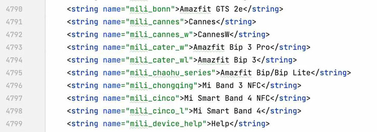 O código fonte do aplicativo Zepp mostra dois possíveis novos dispositivos Amazfit. (Fonte de imagem: AndroidTR)