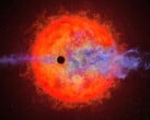 Ilustração de um artista mostrando um exoplaneta e uma estrela.