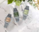 A série AQ230A-3AVT da Casio apresenta três tonalidades diferentes. AQ-230A-4AMQY, AQ-230A-3AMQY, AQ-230A-9AMQY da esquerda para a direita (Fonte da imagem: Casio)