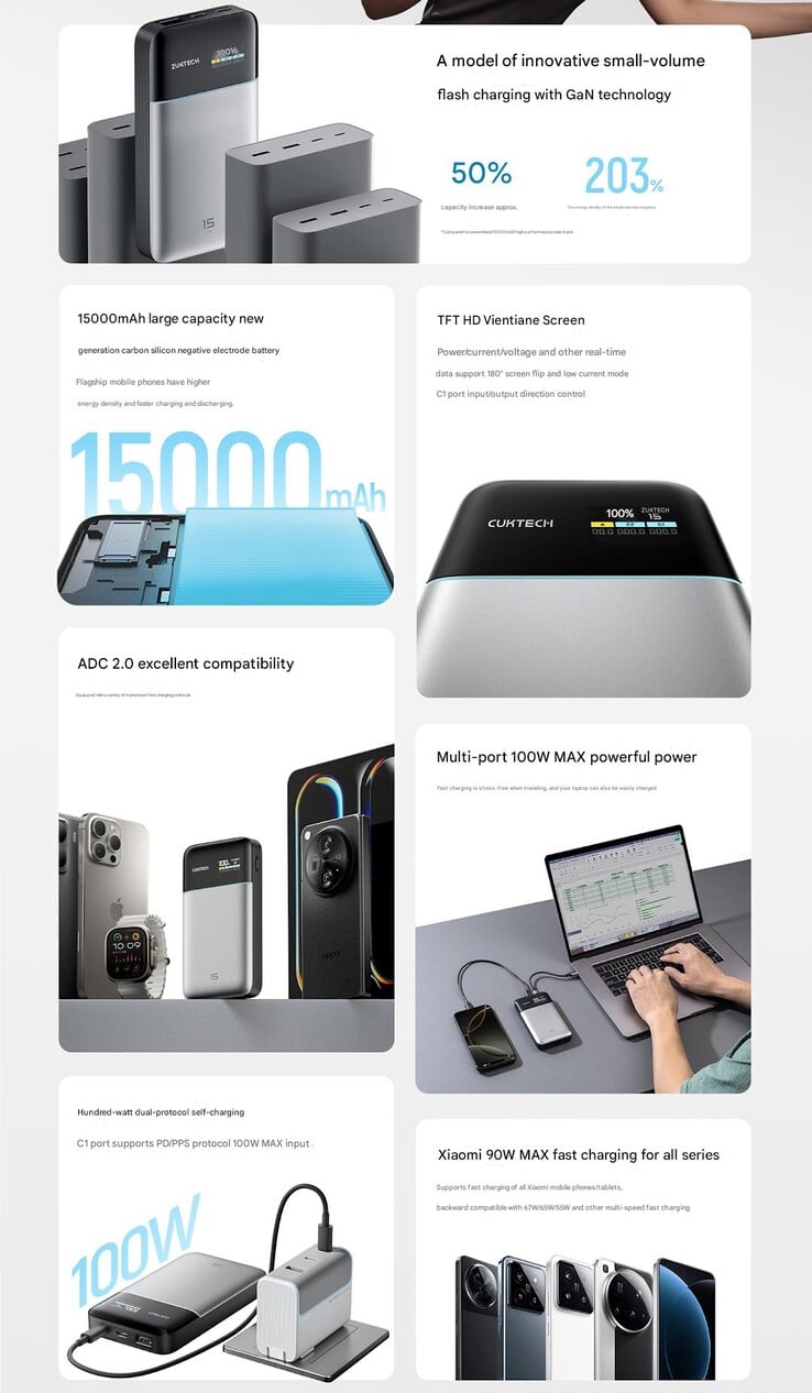 Principais destaques do banco de potência (Fonte da imagem: Cuktech - tradução automática)