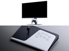 Monitor de jogos PlayStation (em cima), bastão de combate FlexStrike (embaixo).