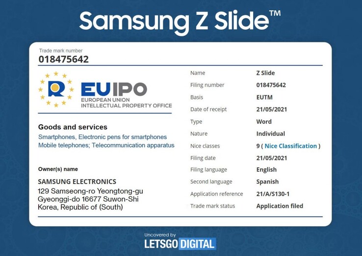 A nova marca potencial da Samsung. (Fonte: EUIPO via LetsGoDigital)