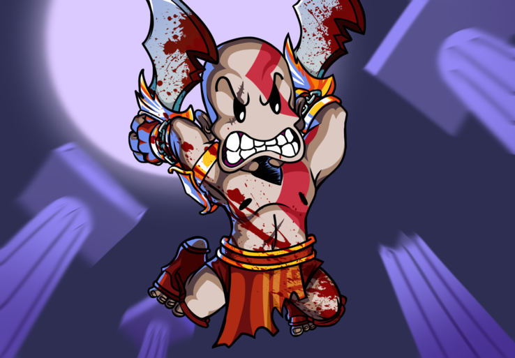 Uma ilustração em desenho animado de Kratos (fonte da imagem: MangentaM)