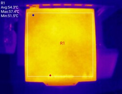 Superfície da mesa de impressão, temperatura definida: 60 °C