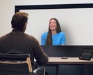 Um usuário testa a experiência de videochamada 3D do Google Beam no I/O 2025 (Fonte da imagem: Google)