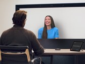 Um usuário testa a experiência de videochamada 3D do Google Beam no I/O 2025 (Fonte da imagem: Google)