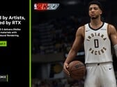 Um slide anunciando a tecnologia DLSS 5 da Nvidia com o NBA 2K27 em destaque
