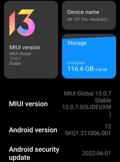 MIUI 13.0.7 sobre detalhes do Xiaomi Mi 10T Pro (Fonte: Própria)