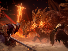 Uma captura de tela de jogadores lutando contra um senhor da noite em Elden Ring Nightreign (fonte da imagem: SteamDB)