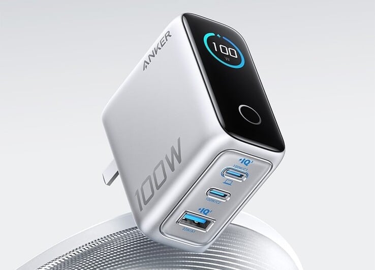 O novo carregador da Anker oferece 100 watts e uma tela grande (Fonte da imagem: Anker via AnkerInsider)