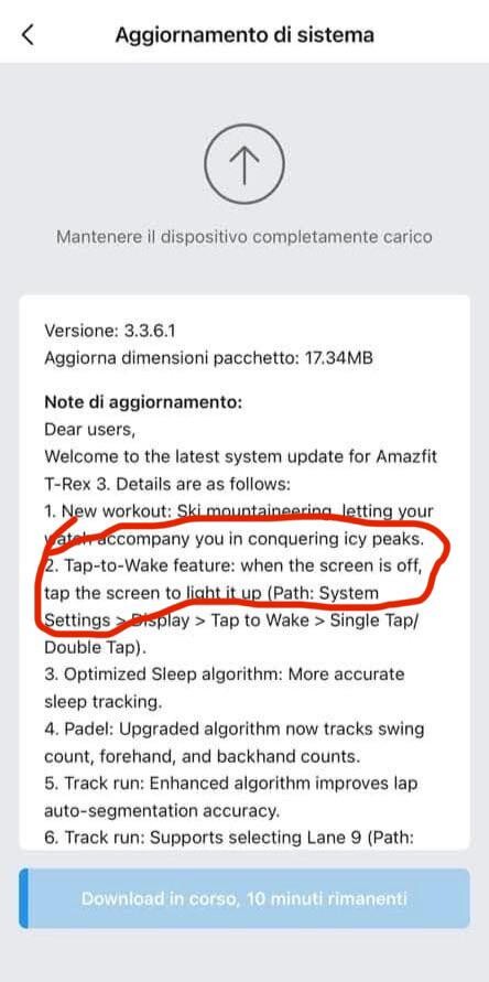 O registro de alterações da versão 3.3.6.1 do Amazfit T-Rex 3. (Fonte da imagem: u/DanilaoIT via Reddit)