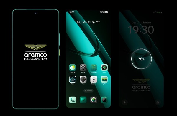 O Realme GT 7 Dream Edition tem uma tela de inicialização personalizada, ícones e papéis de parede inspirados na Aston Martin. (Fonte da imagem: Realme)