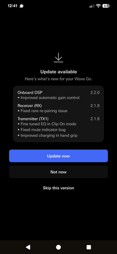 Atualização disponível para o Wave Go