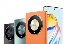 O Honor X9b estará disponível nas cores Sunrise Orange, Midnight Black e Emerald Green. (Fonte da imagem: Honor)