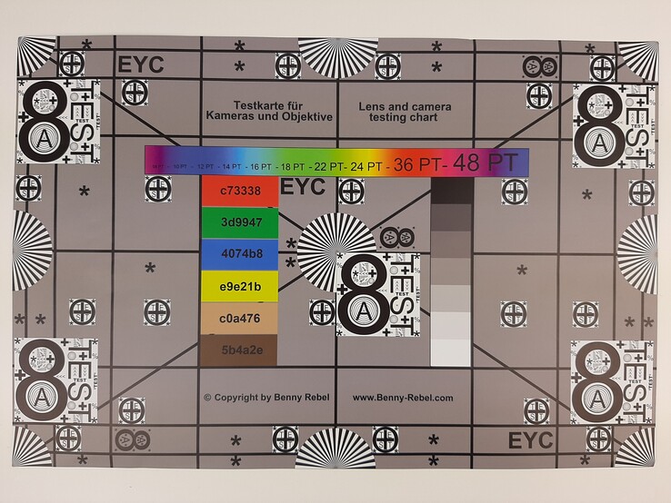 A photo of our test chart