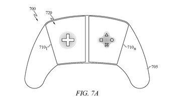 Ilustração da patente da Sony para o possível controle do PS6 mostrando o layout virtual