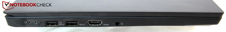 Esquerda: USB-C 3.0, 2x USB-A 3.0, HDMI, áudio combinado