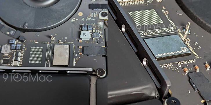 O novo MacBook Pro com M2 Pro utiliza menos NAND de alta densidade, resultando em velocidades SSD mais lentas. (Fonte de imagem: 9to5Mac)