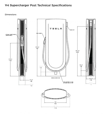 Dimensões do Tesla V4 Supercharger