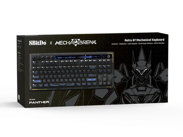A caixa de varejo do Teclado Mecânico 8BitDo Retro 87 Mecha Break: Panther Edition. (Fonte da imagem: 8BitDo)