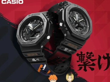 Dois relógios GA-B2100 com tema Haikyu!!! baseados em Karasuno e Nekoma. (Fonte da imagem: @morgan_gshock no Instagram)