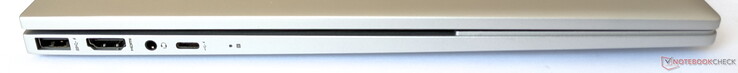 Lado esquerdo: 1x USB-A 3.1 Gen1, HDMI, porta combo de áudio, 1x USB-C (incl. DisplayPort)