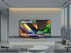 As TVs UR8 (na foto) e UR9 RGB MiniLED da Hisense serão exibidas na CES 2026. (Fonte da imagem: Hisense)