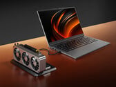 O Lecoo Pro 14 possui portas OCuLink e USB4. Na foto: o laptop com uma configuração de eGPU.