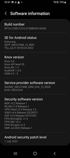 Software Samsung Galaxy XCover 6 Pro