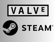 Logotipos da Valve e do Steam (Fonte da imagem: Valve Corporation, domínio público, via Wikimedia Commons, DemonDays64, modificação do arquivo da Valve Corporation, domínio público, via Wikimedia Commons)