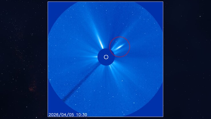 Uma imagem mostrando os restos do cometa C/2026 A1 (MAPS).