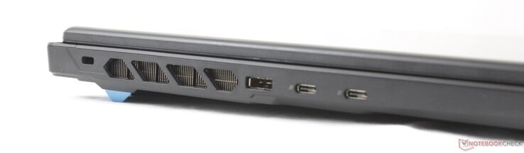 À esquerda: trava Kensington, adaptador CA, 2 portas USB-C 3.2 Gen.2 com DisplayPort + Power Delivery