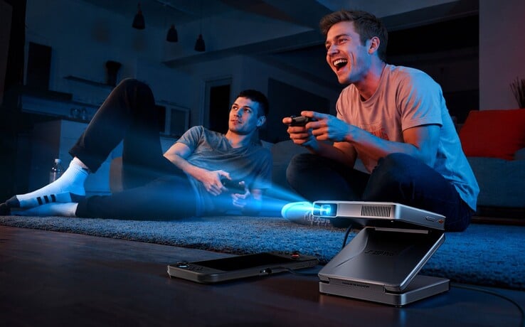 O projetor dobrável em três partes Aurzen Zip Pro pode ser conectado ao Nintendo Switch.
