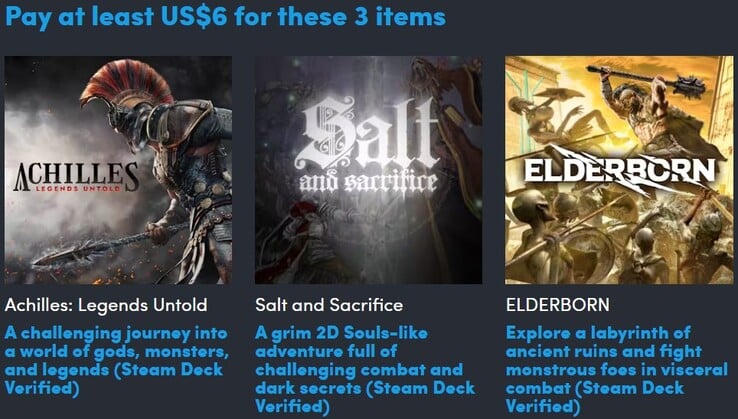 Uma imagem decorativa. Com um pagamento de US$ 6, o senhor recebe 3 jogos (Fonte da imagem: Humble Bundle)