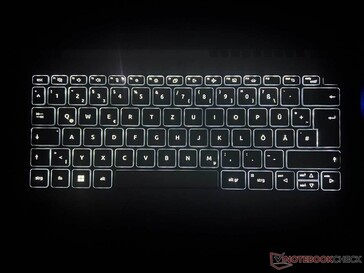 Iluminação do teclado praticamente uniforme
