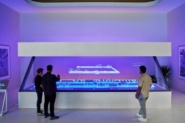 A mesa holográfica do laboratório