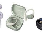 Os fones de ouvido da JVC Kenwood: o modelo econômico HA-A4T, o modelo de gama média HA-NP80T e o modelo premium HA-FW5000T (da esquerda para a direita).