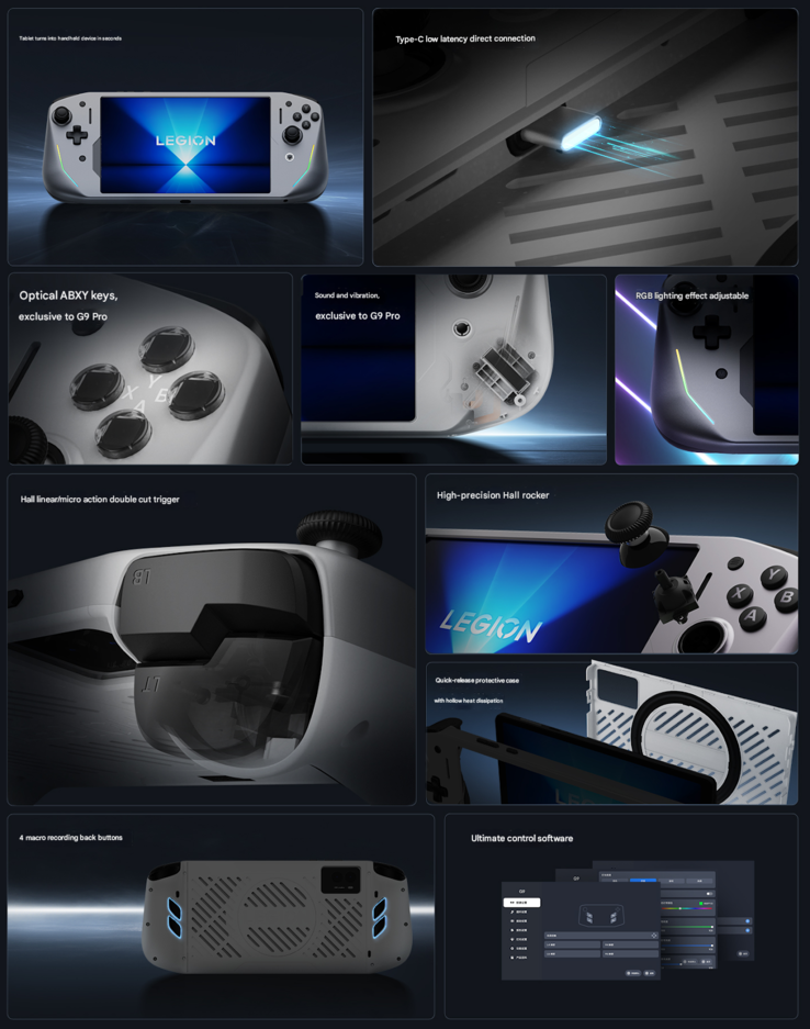 Principais destaques do controlador Legion G9 (Fonte da imagem: Lenovo - tradução automática)