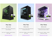 Uma captura de tela do programa de assinatura de aluguel de PCs NZXT Flex, destacando os diferentes níveis disponíveis para os consumidores