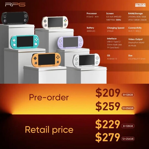 A Retroid oferecerá um desconto de US$ 20 para quem fizer a pré-compra do Retroid Pocket 6. (Fonte da imagem: Retroid)