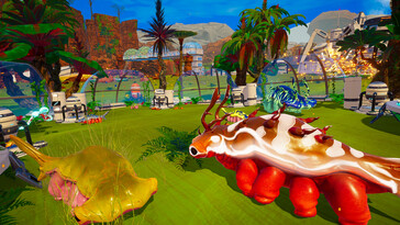 Uma imagem mostrando animais no jogo The Planet Crafter.