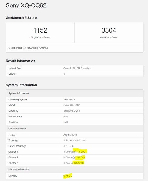 Alegado recorde do Sony Xperia 5 IV Geekbench. (Fonte de imagem: SmartphoneDigest)
