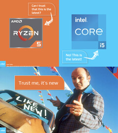 A Intel comparou a AMD a vendedores de carros usados e de óleo de cobra em sua nova campanha publicitária. (Fonte da imagem: Intel)