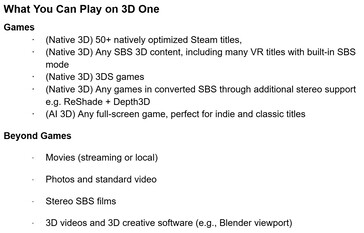 O Abxylute 3D One pode exibir uma variedade de jogos, aplicativos, imagens e filmes em 3D. (Fonte da imagem: Abxylute)